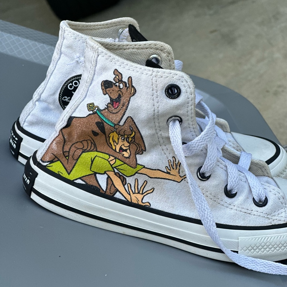Converse White High-Tops with Scooby-Doo Design